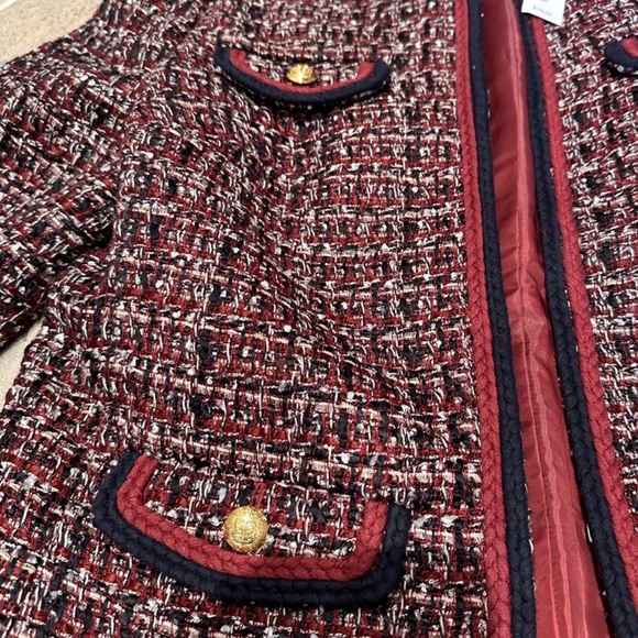 Talbots Navy and Red Tweed Blazer Coat - EUC - Size 8 - Picture 4 of 7